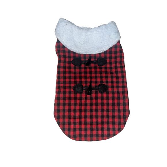 Cozy Chic: Lg Holiday Buffalo Plaid Dog Sweater w/ Sherpa Collar - Picture 2 of 3